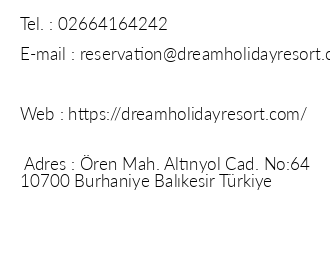 Dream Holiday Resort iletiim bilgileri